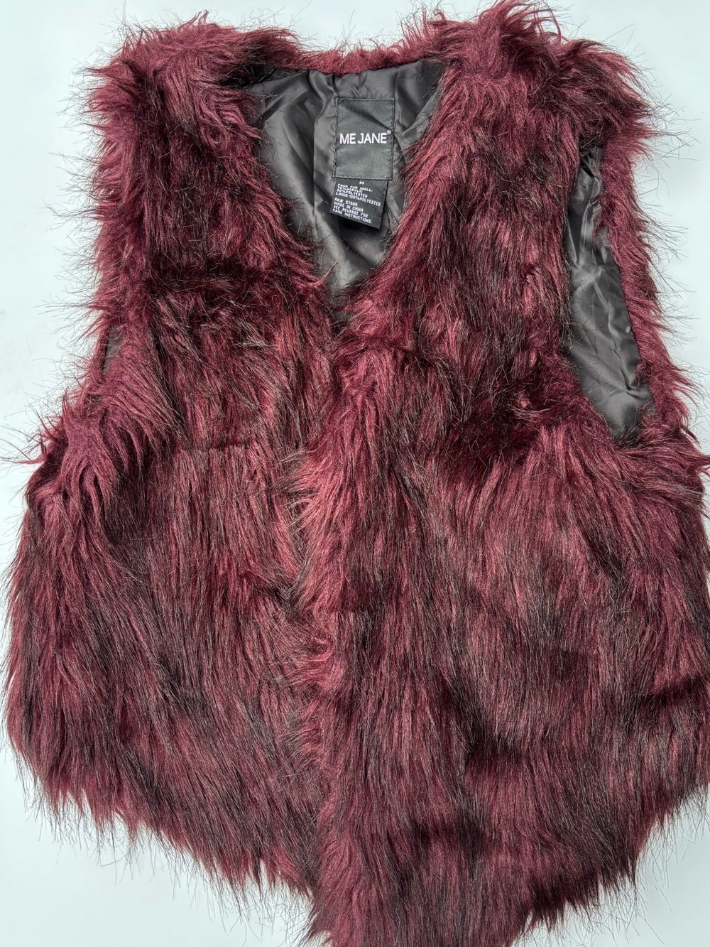 Me Jane Burgundy Faux Fur Sleeveless Vest